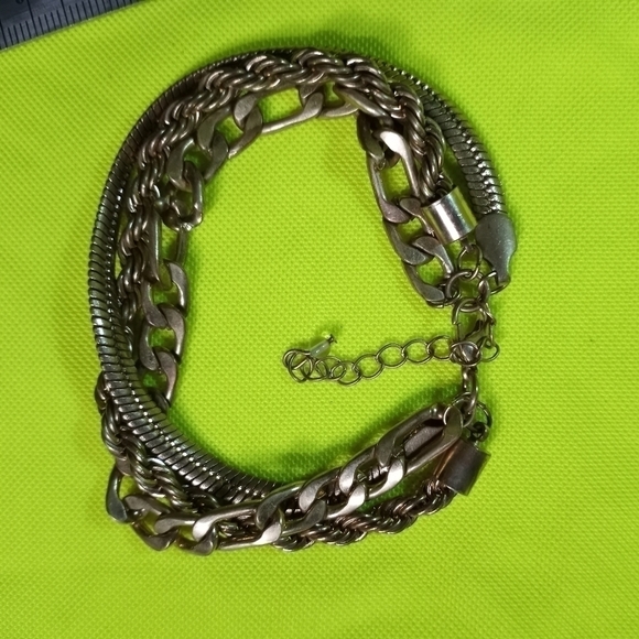 Goldtone triple chain bracelet rope curb snake 🐍 - Picture 1 of 3
